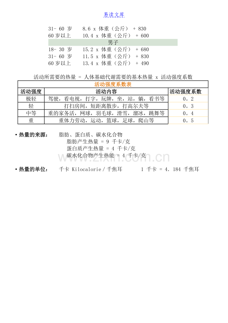 60分钟各项运动所耗热量表.doc_第3页