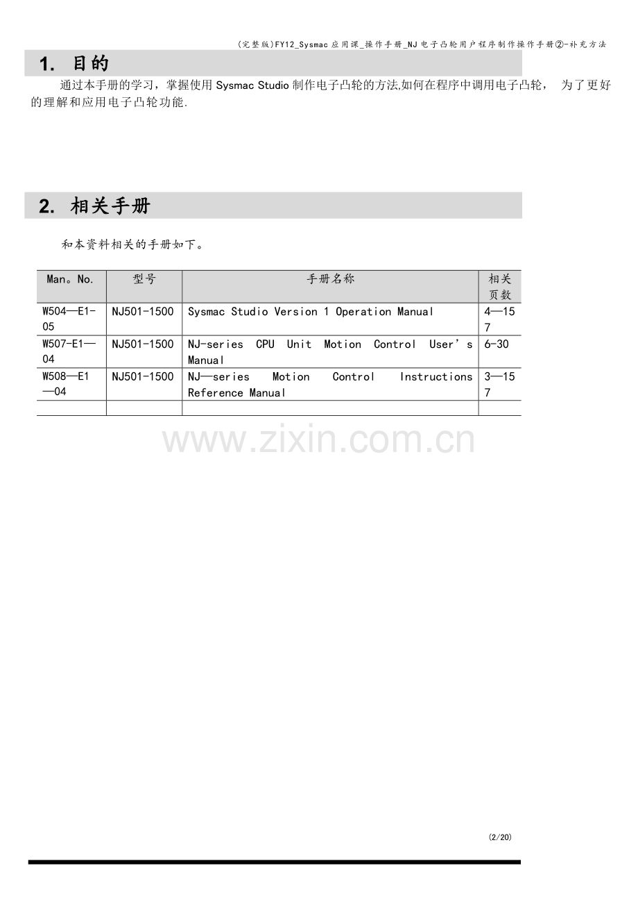 FY12-Sysmac应用课-操作手册-NJ电子凸轮用户程序制作操作手册②-补充方法.doc_第2页