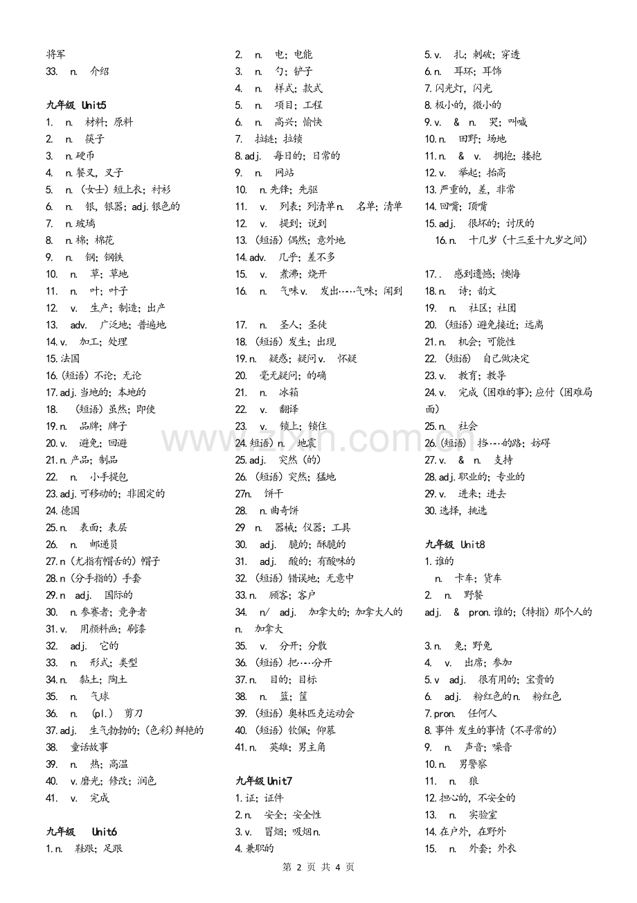 A4新人教版九年级英语单词表默写全册版.doc_第2页