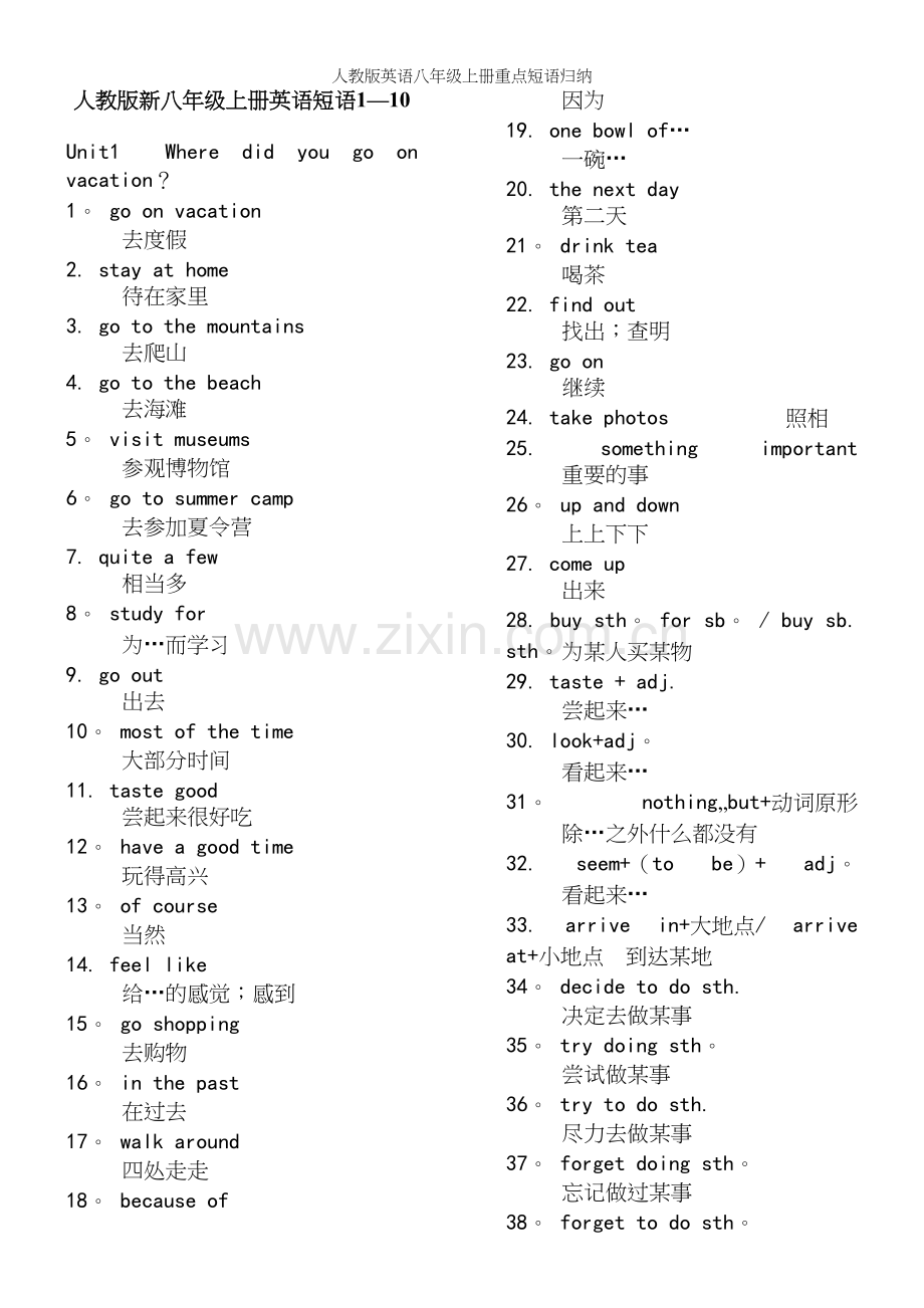 人教版英语八年级上册重点短语归纳.docx_第2页