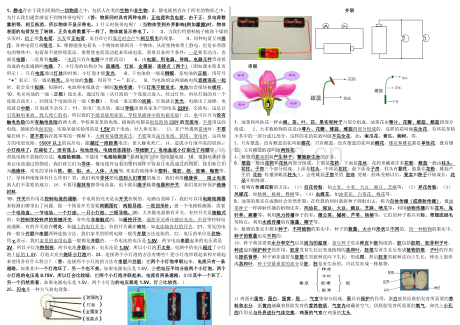 新教科版四年级科学下册复习知识点.doc_第1页