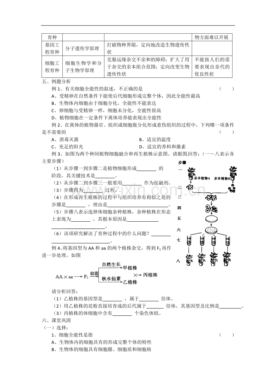 新课标高中生物选修三2.1植物细胞工程导学案.doc_第2页