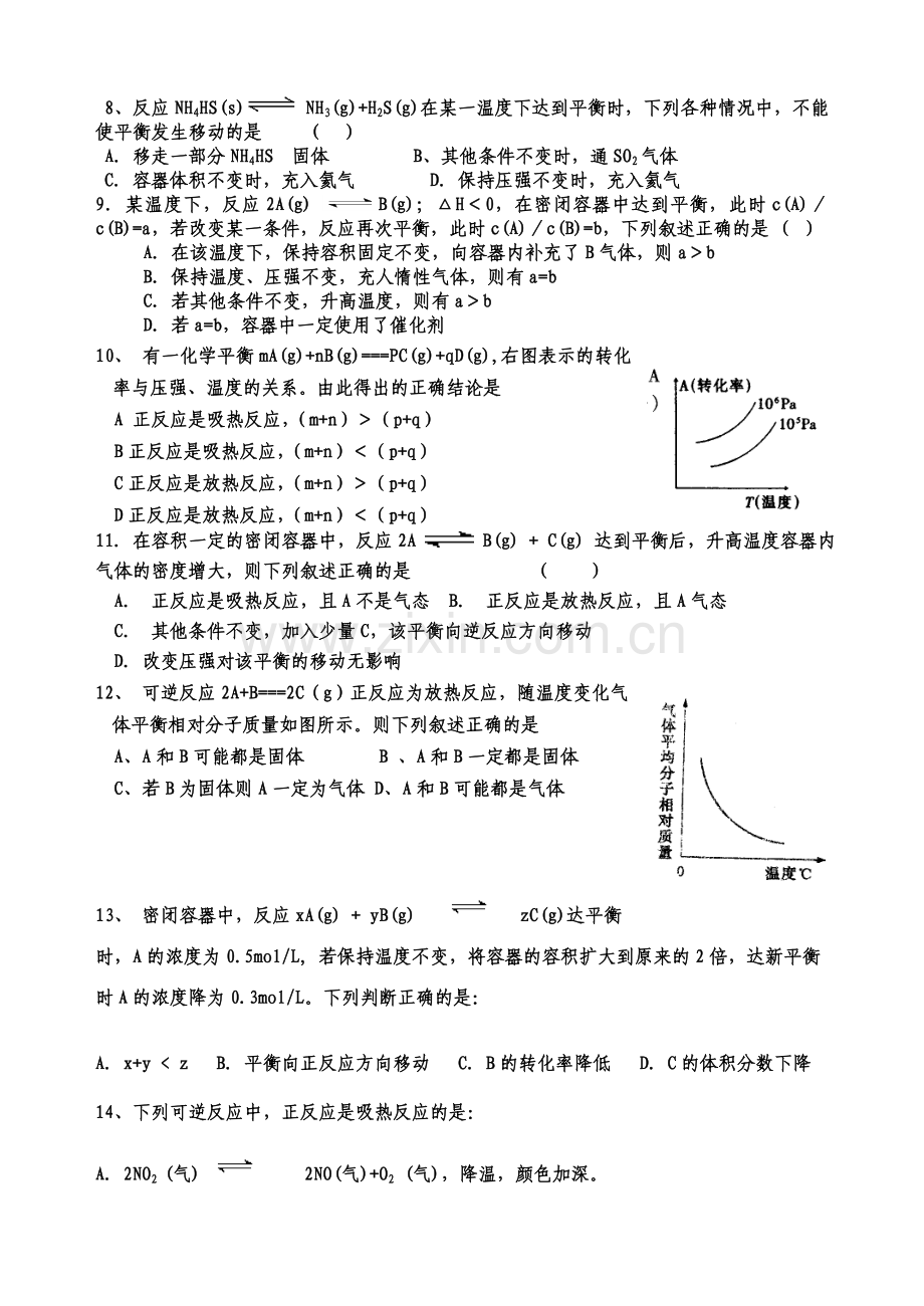 条件对平衡的影响练习.doc_第2页