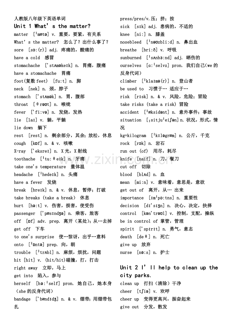 -人教版八年级下册英语单词表(带音标).doc_第1页