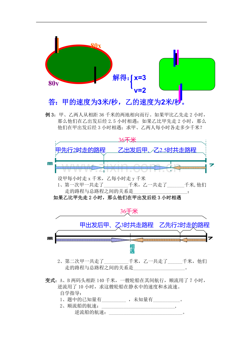 二元一次方程组的应用——行程问题.doc_第2页