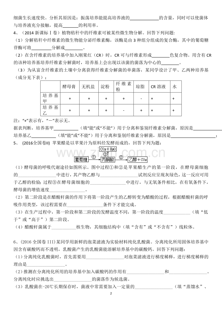 高中生物选修一高考题.doc_第2页