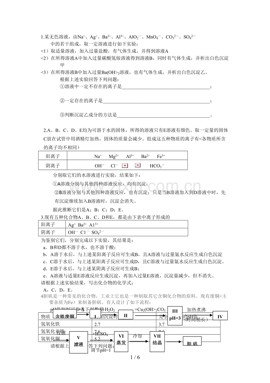 2018离子推断专题练习.doc_第1页