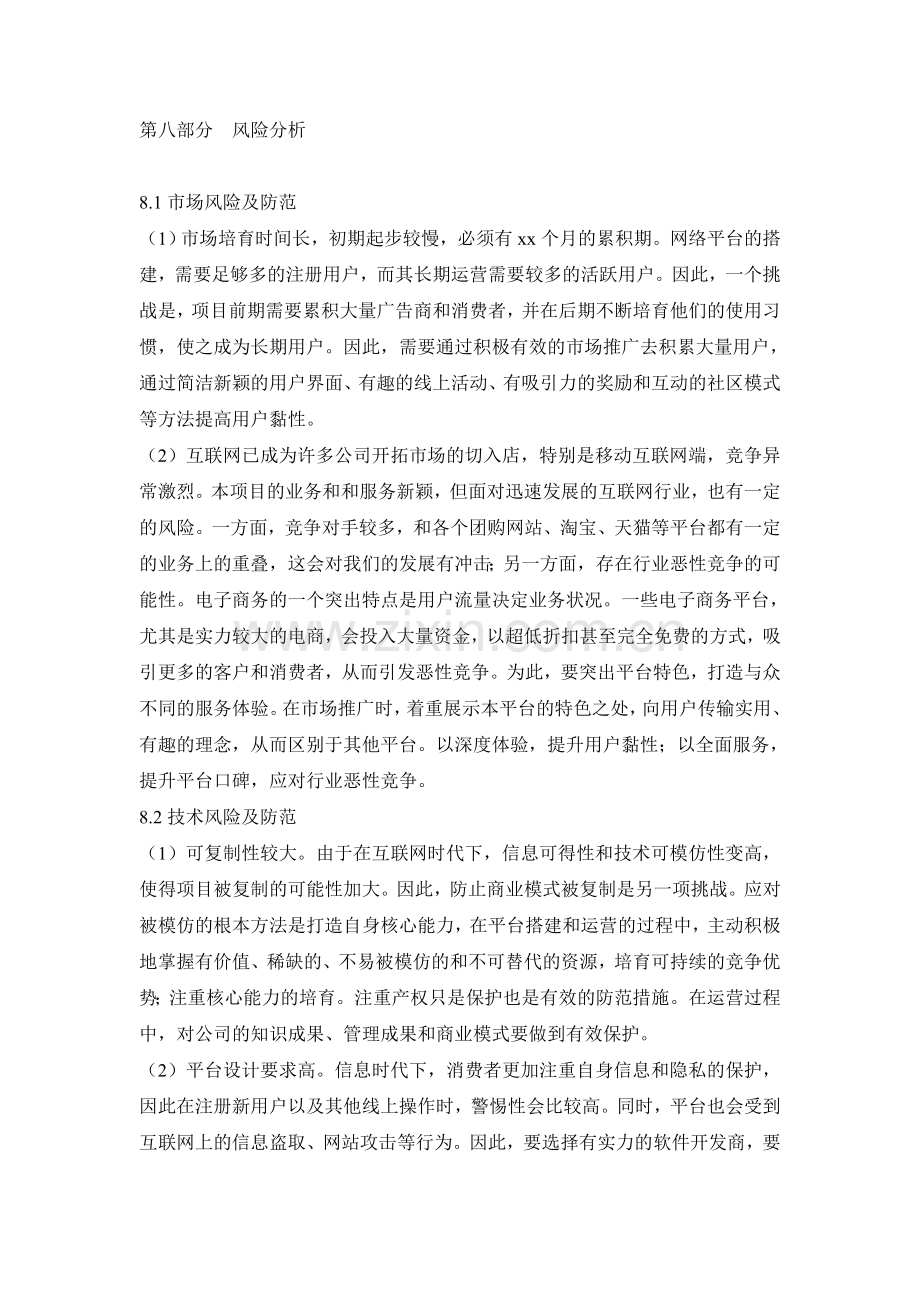 创业计划书互联网公司风险分析.doc_第1页