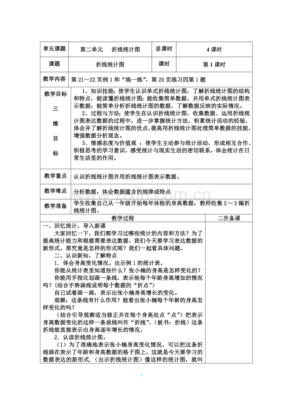 新苏教版五年级数学下册第二单元折线统计图教案.doc_第3页