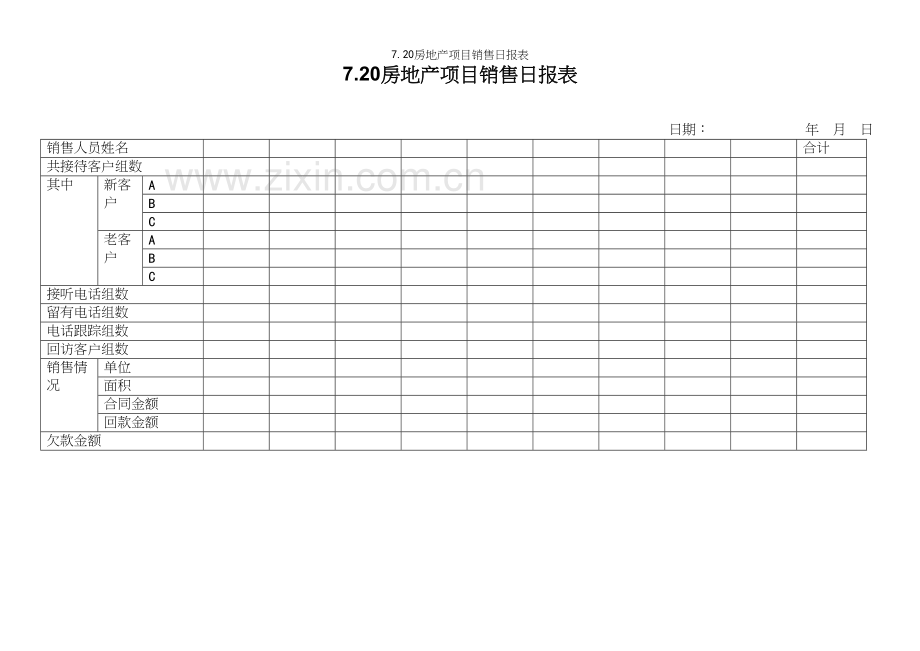 7.20房地产项目销售日报表.docx_第2页