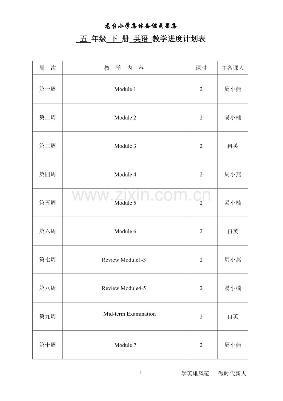 外研版三年级起点五年级下册英语集体备课教案.doc_第1页