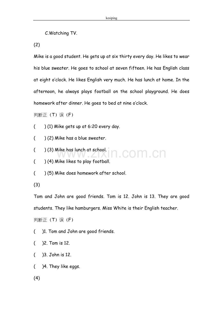 小学三年级英语阅读理解专项训练40篇.doc_第2页