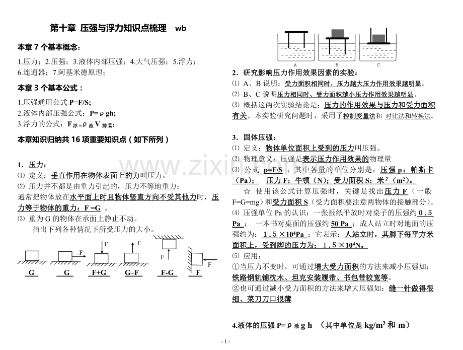 第八章-压强与浮力知识点梳理(经典).doc_第1页