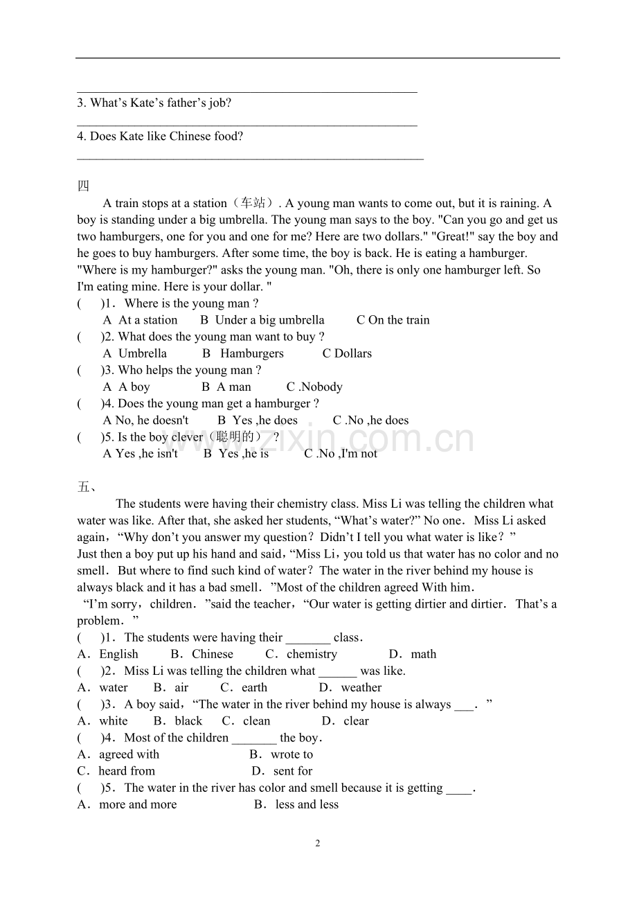 五年级英语新型阅读理解20篇.doc_第2页