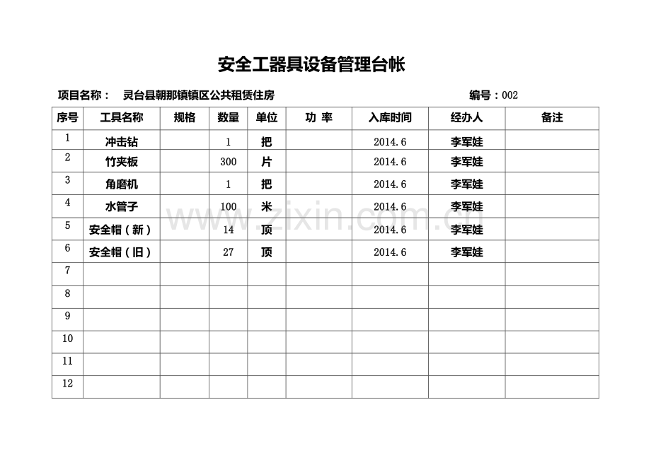 施工机械设备、安全工器具管理台账.doc_第3页