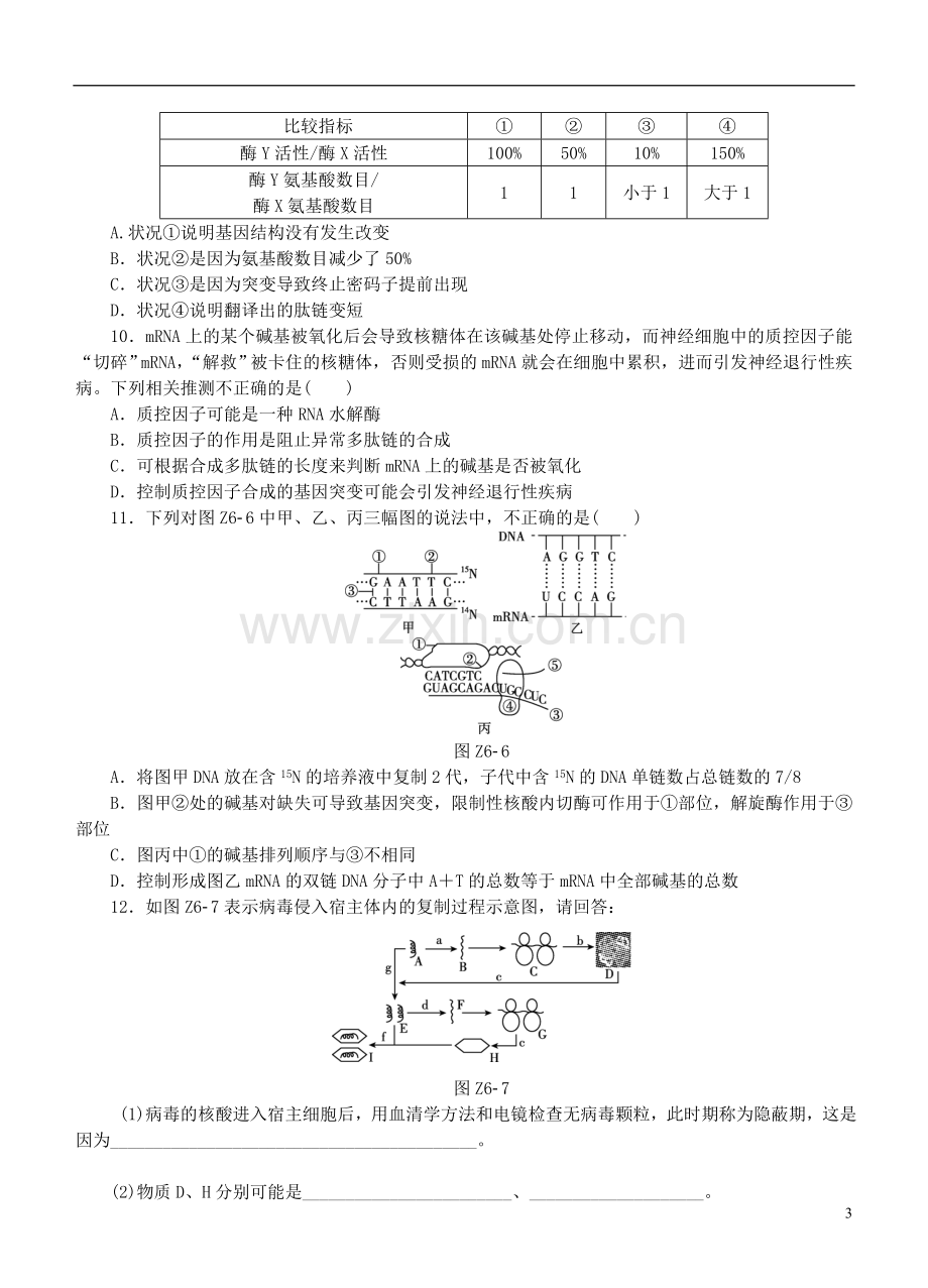 高考生物二轮复习专题限时集训遗传的分子基础讲义.doc_第3页