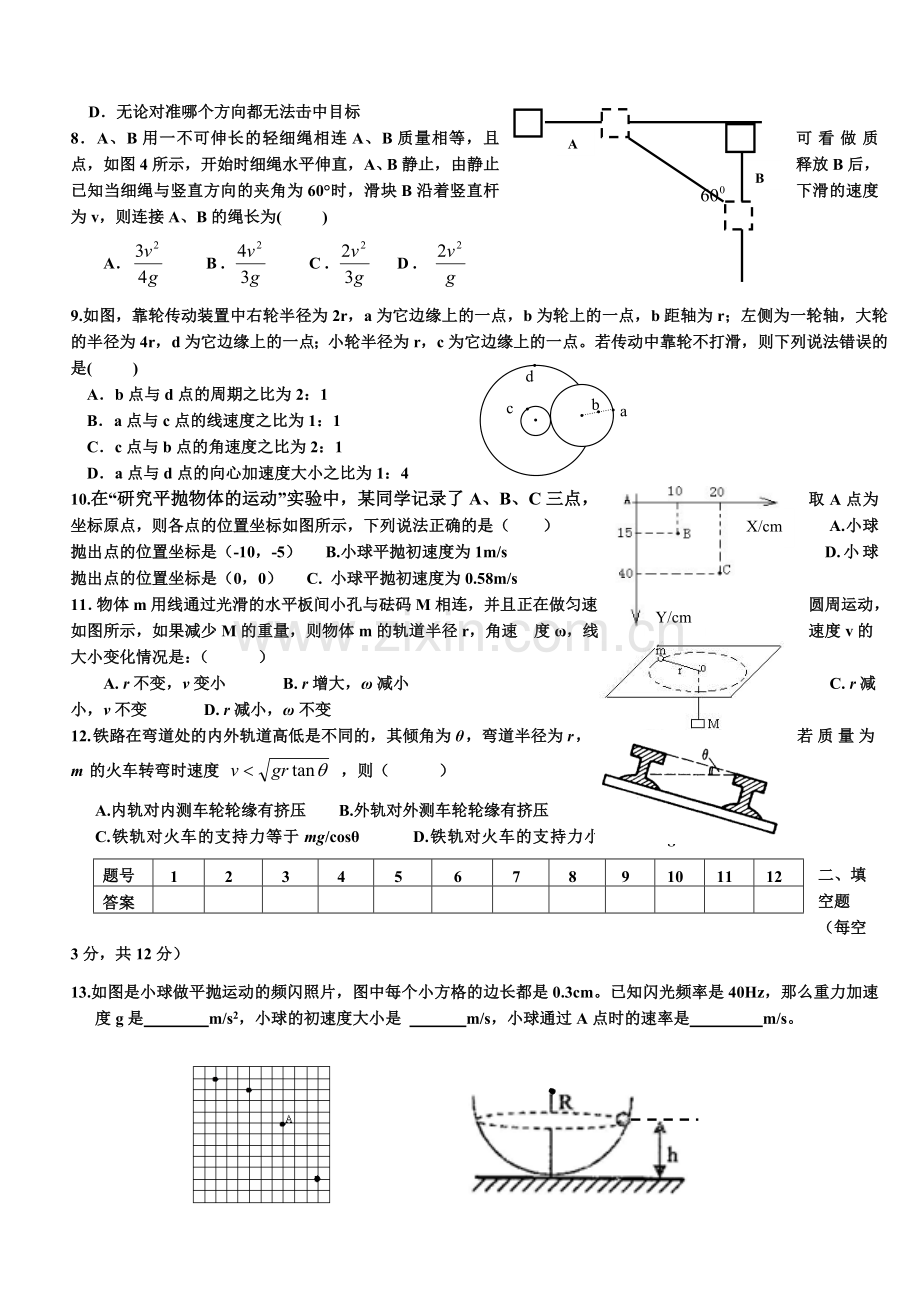 高一物理曲线运动章末训练.doc_第2页