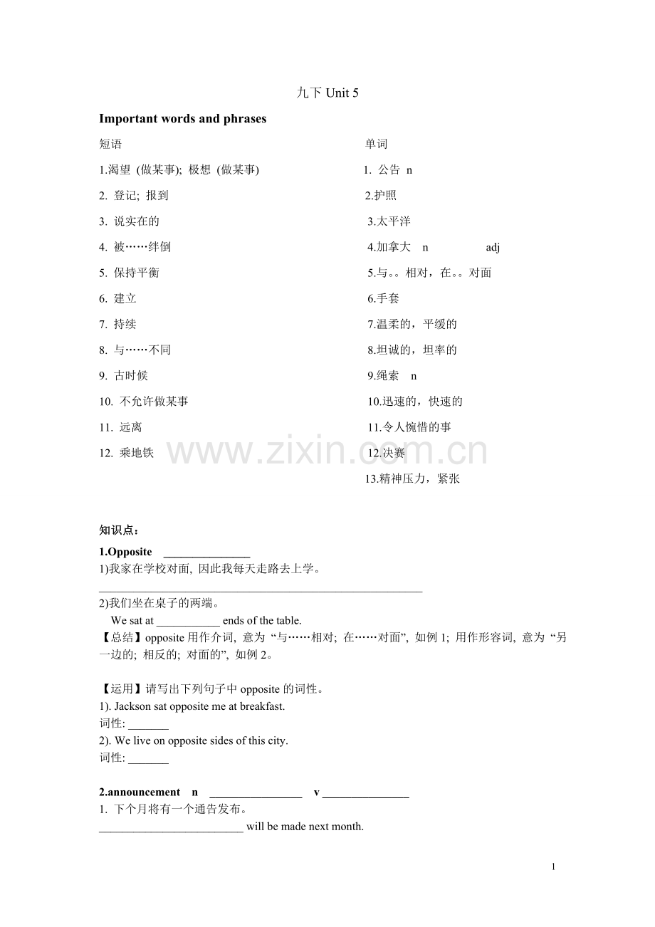 上海牛津版英语九年级下册Unit5教案.doc_第1页