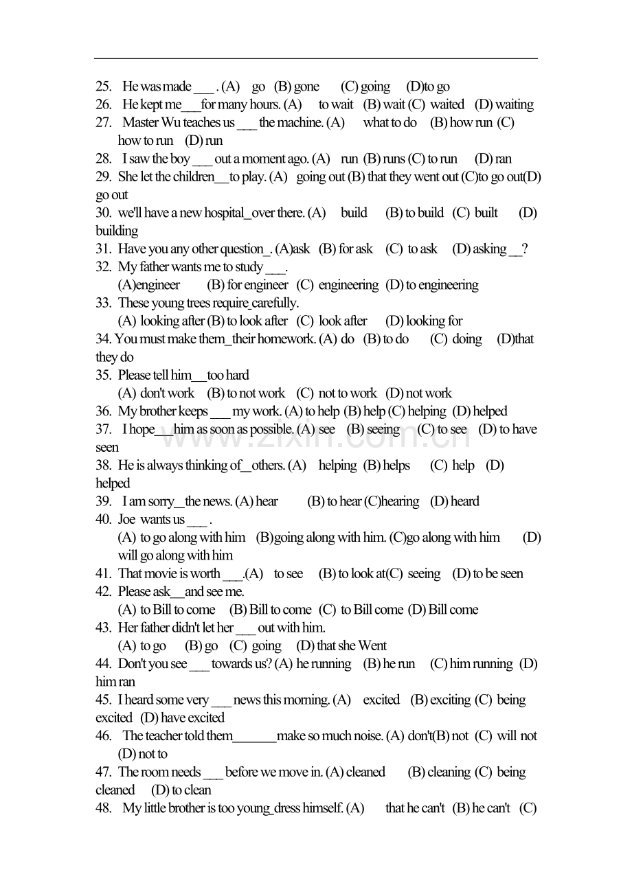 初中英语动词非谓语练习240例.doc_第2页