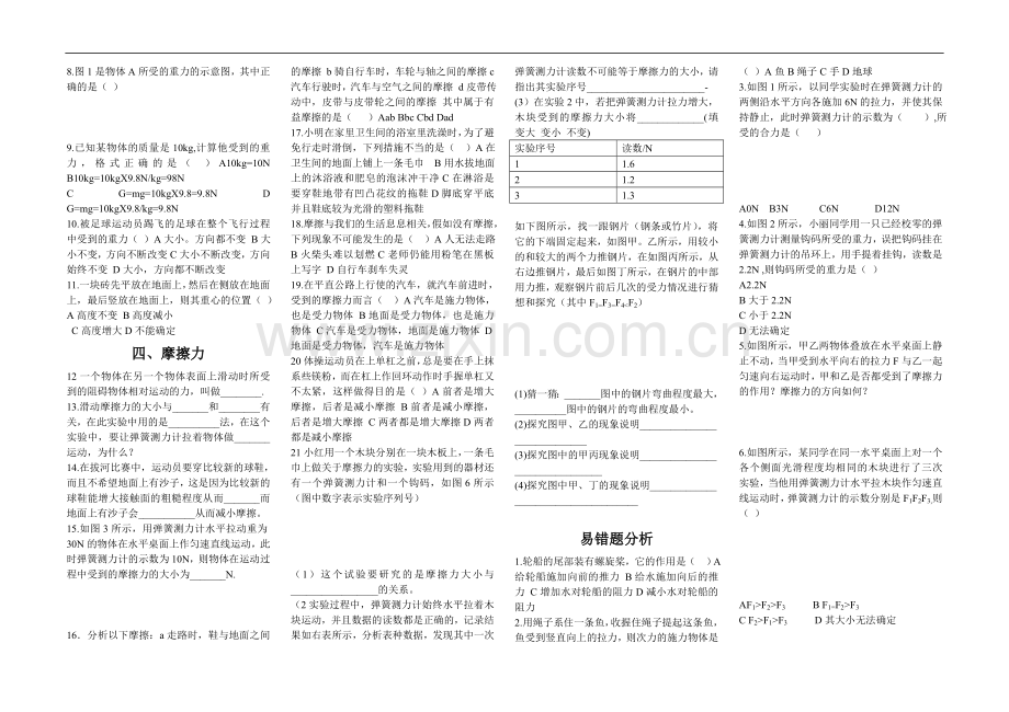 八年级物理熟悉而陌生的力章节练习.doc_第2页