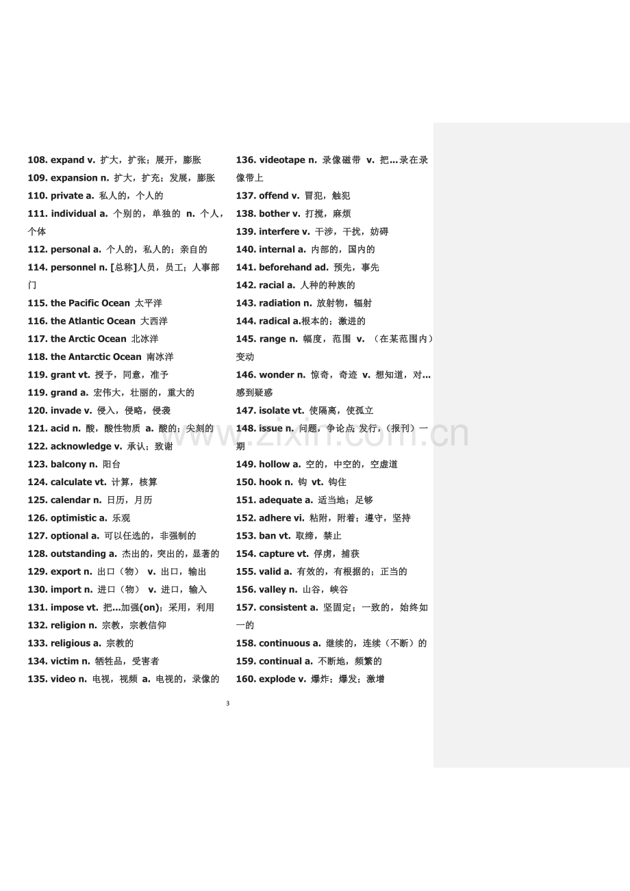 2018年英语四级四级高频词汇.doc_第3页