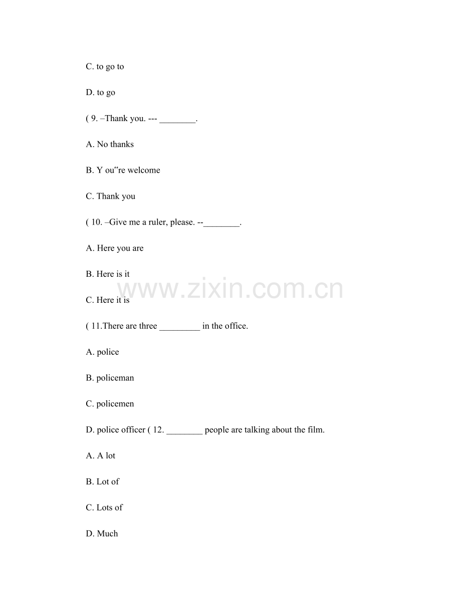 六年级英语总复习125道单选题(附答案)..doc_第3页