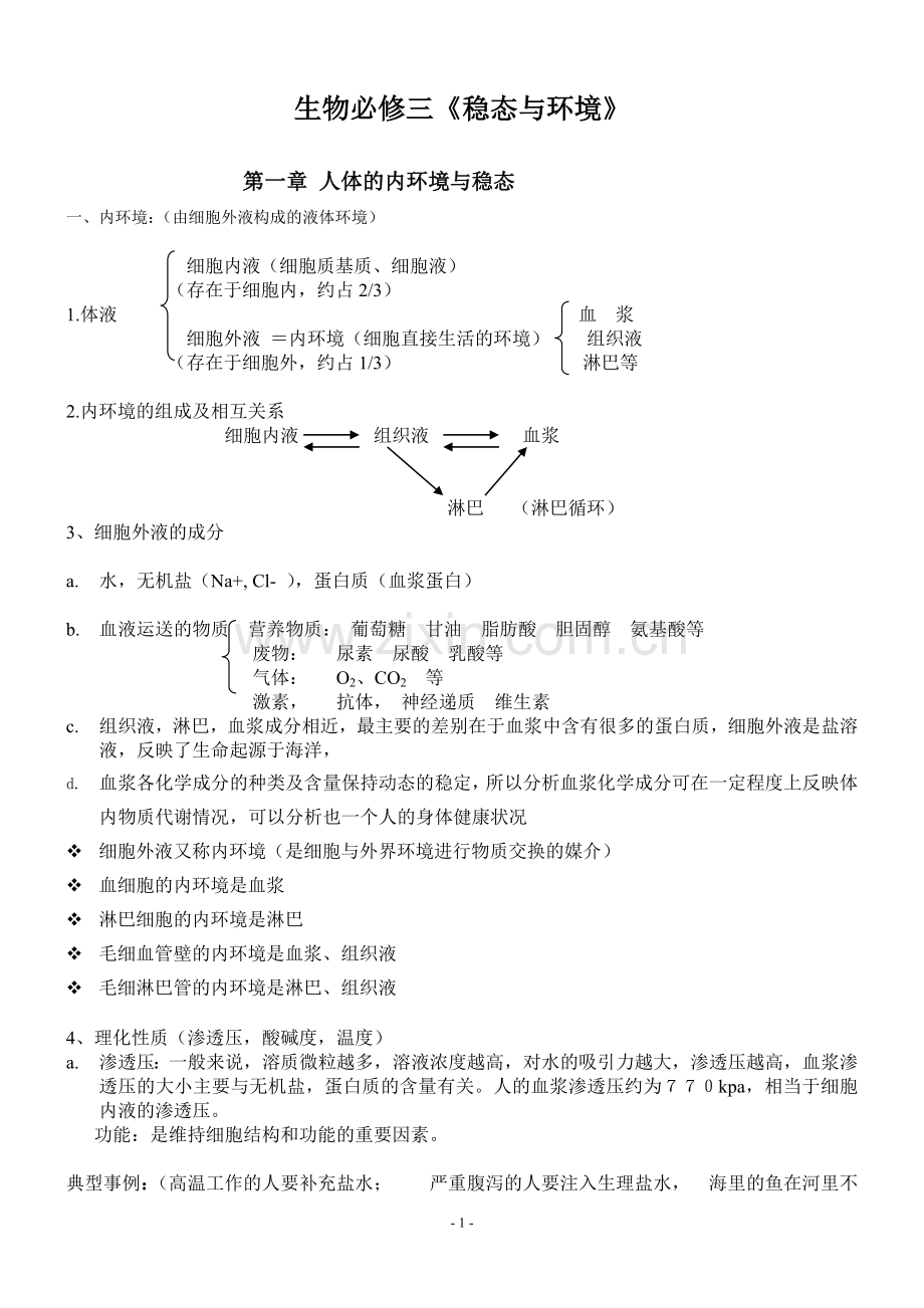 人教版高中生物必修三知识点详解.doc_第1页