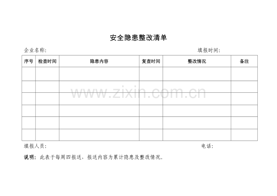 企业安全隐患整改清单.doc_第1页