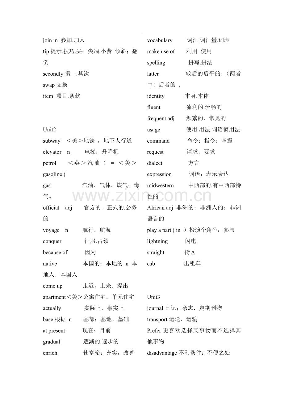 高一英语必修一完整单词表.doc_第2页