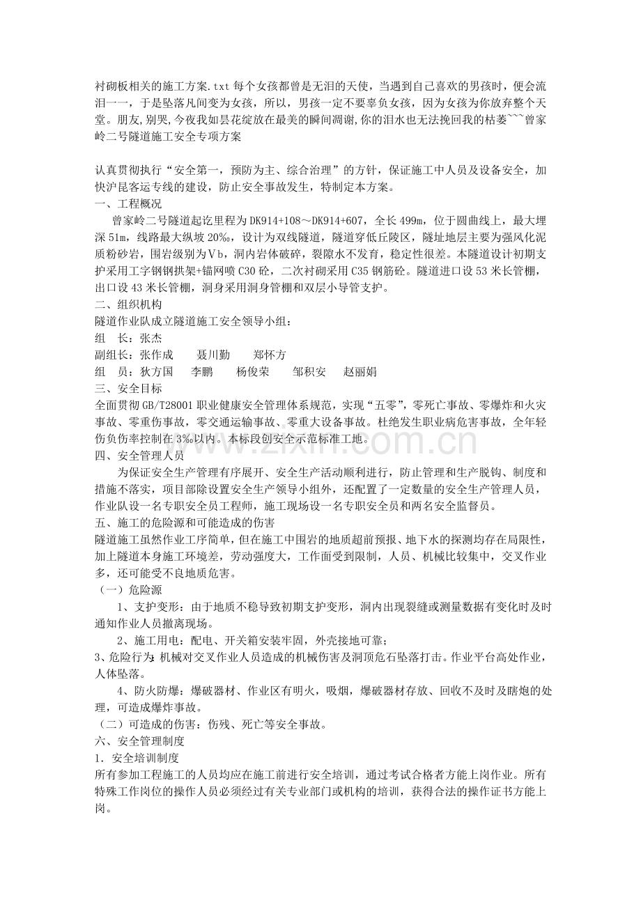 衬砌板相关的施工方案.doc_第1页