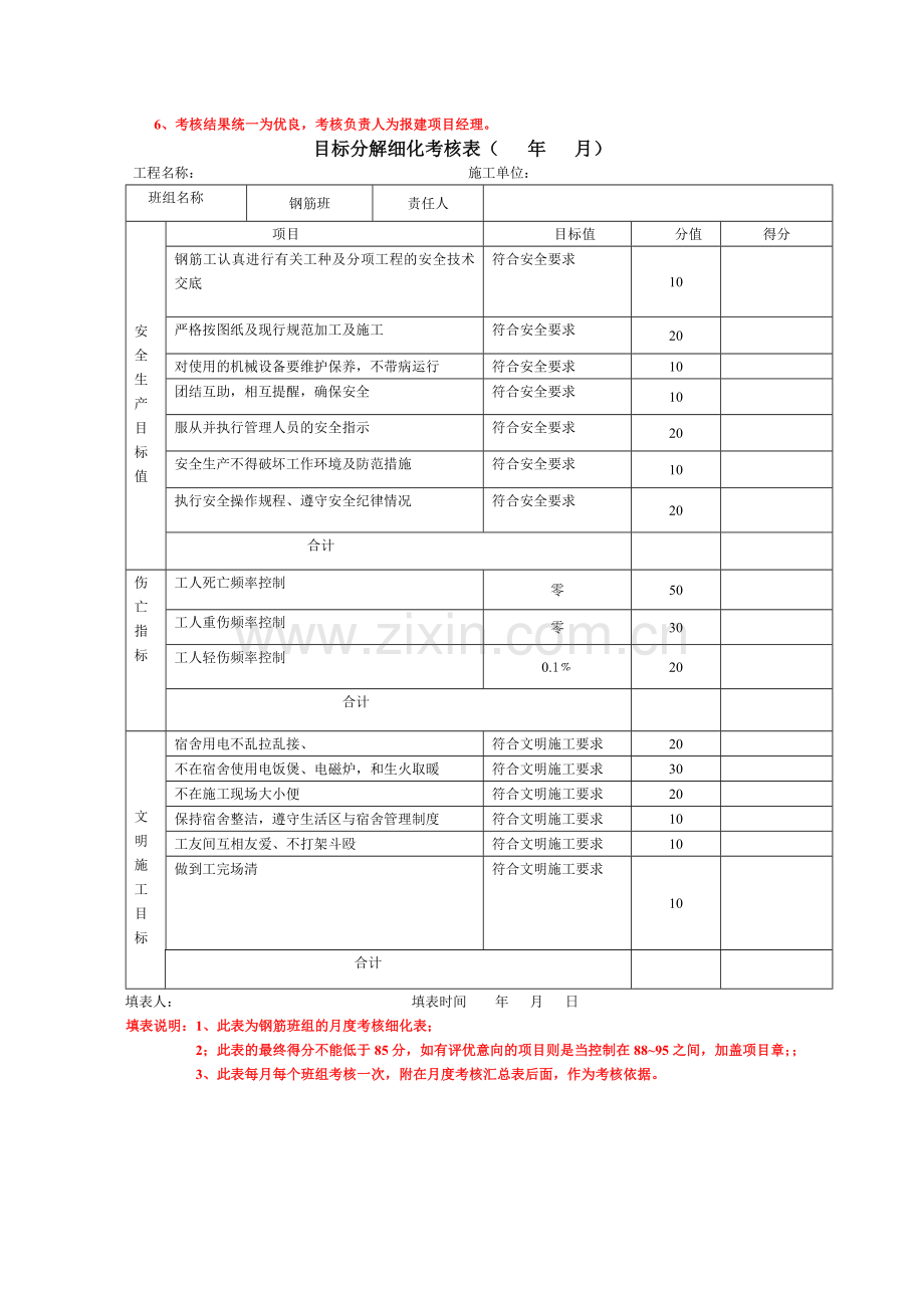 -安全生产管理目标考核表.doc_第2页