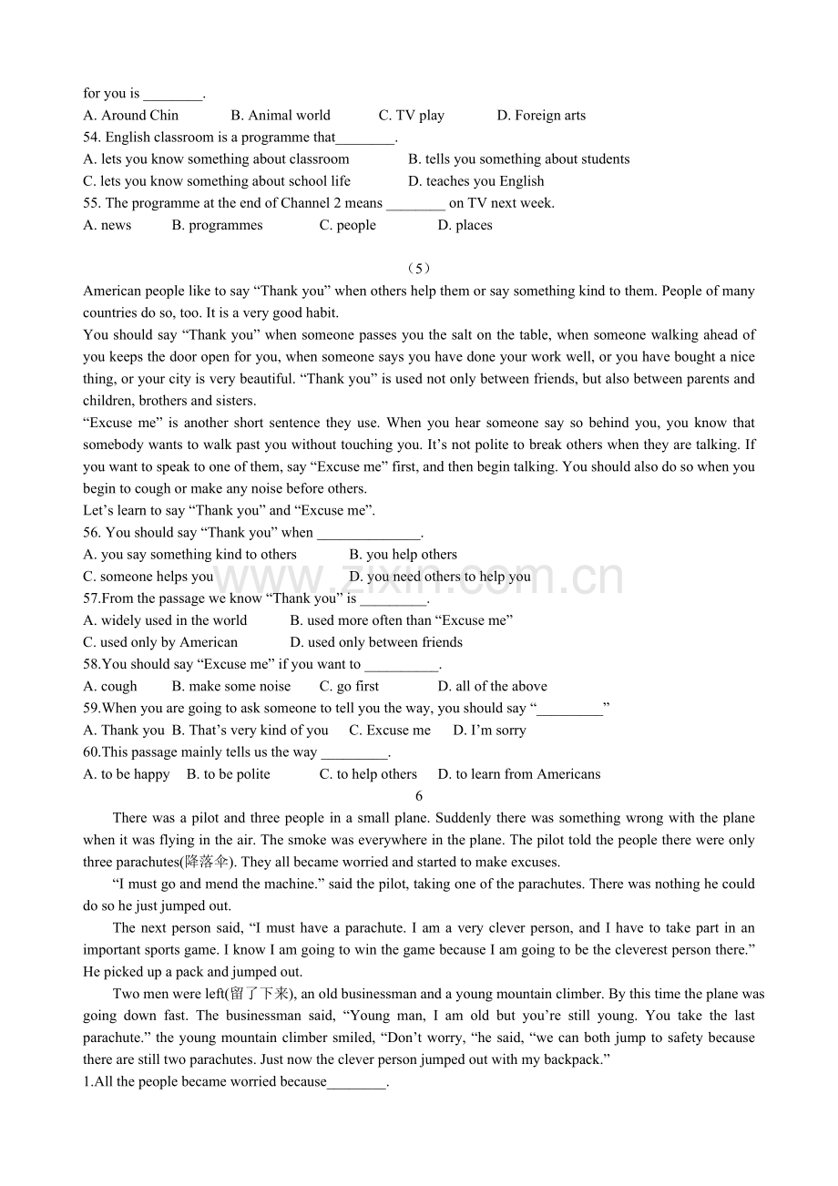 人教版八年级英语上册阅读理解专练附答案.doc_第3页