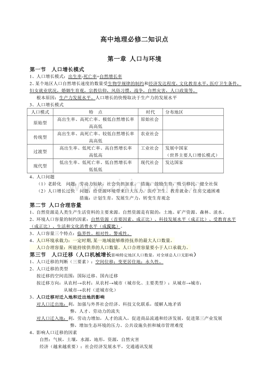 关于高级高中地理必修二湘教版知识点总结归纳.doc_第1页