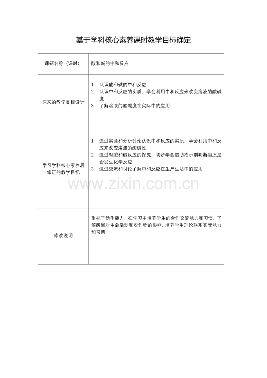 【作业表单】基于学科核心素养的课时教学目标确定(1).doc_第1页