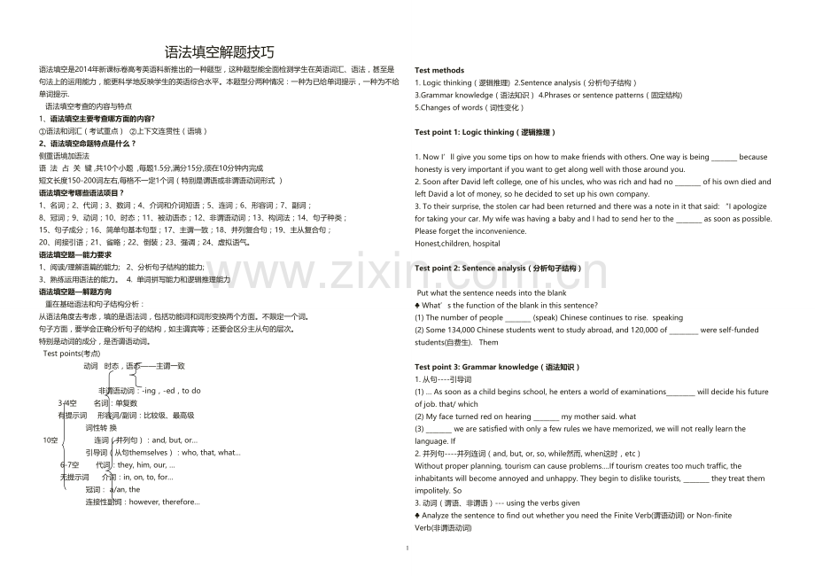 2017新课改高中英语语法填空解题技巧(浙江).doc_第1页