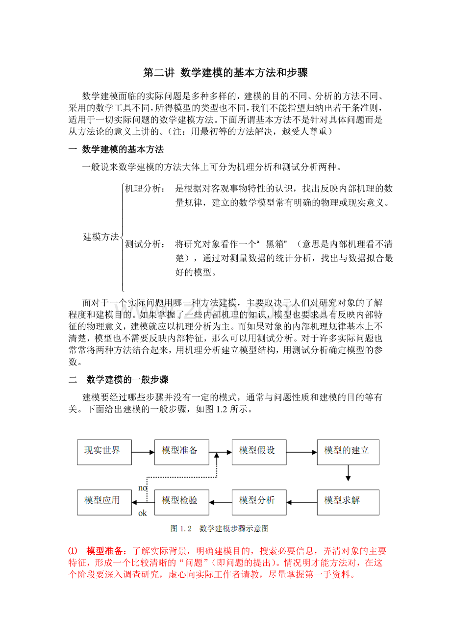 第二讲：数学建模的基本方法和步骤.doc_第1页