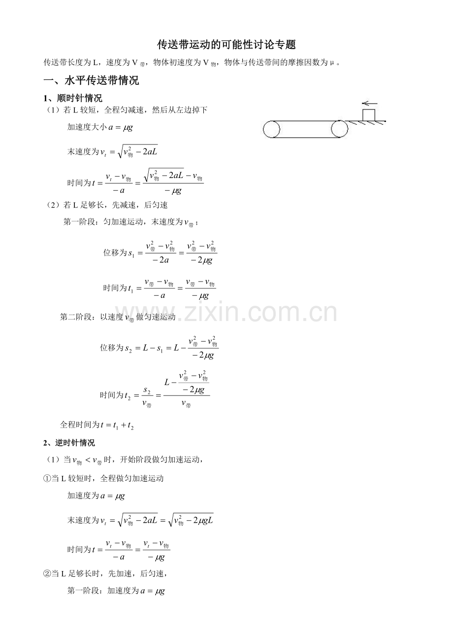 传送带运动的可能性讨论专题.doc_第1页