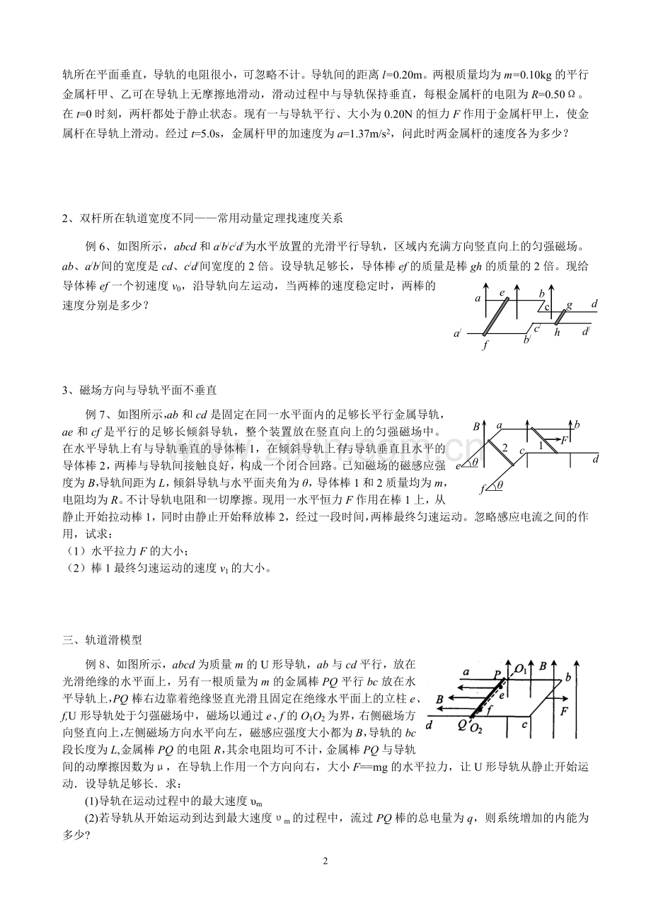 高考电磁感应中“单、双棒”问题归类经典例析.doc_第2页