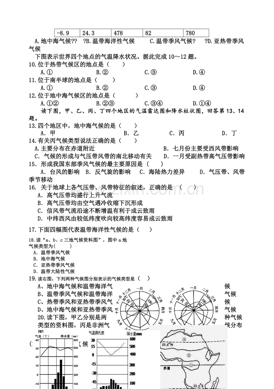 关于高一地理练习题气候.doc_第2页