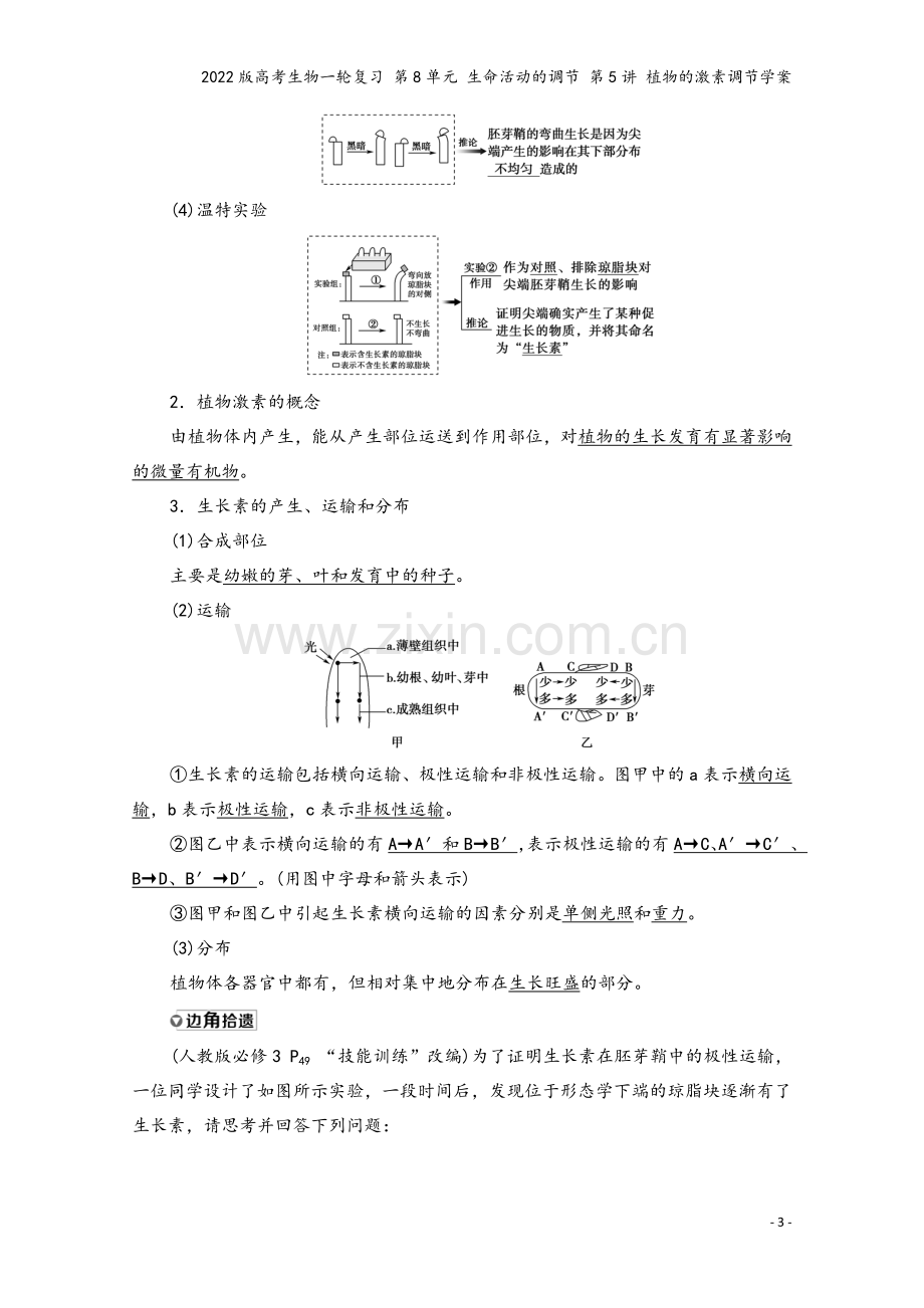 2022版高考生物一轮复习-第8单元-生命活动的调节-第5讲-植物的激素调节学案.doc_第3页