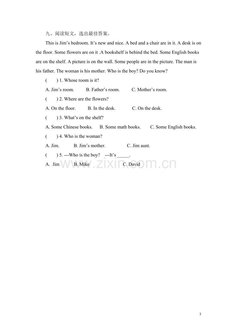 人教版小学四年级上册英语综合练习题(附答案).doc_第3页