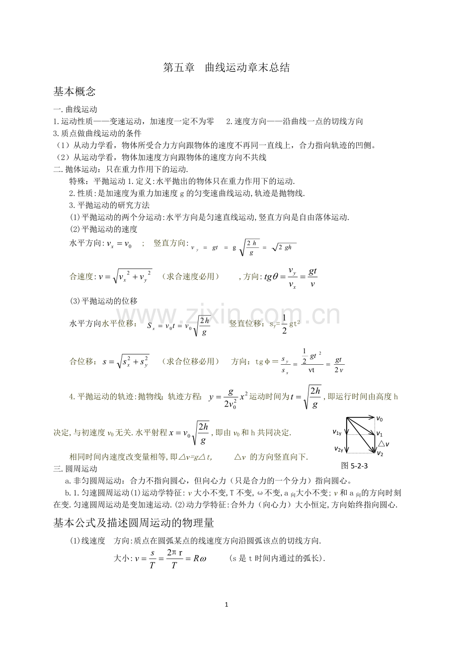 高中物理曲线运动知识点总结.doc_第1页