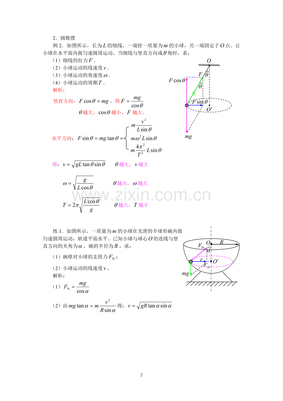 习题课：向心力来源的实例分析.doc_第2页