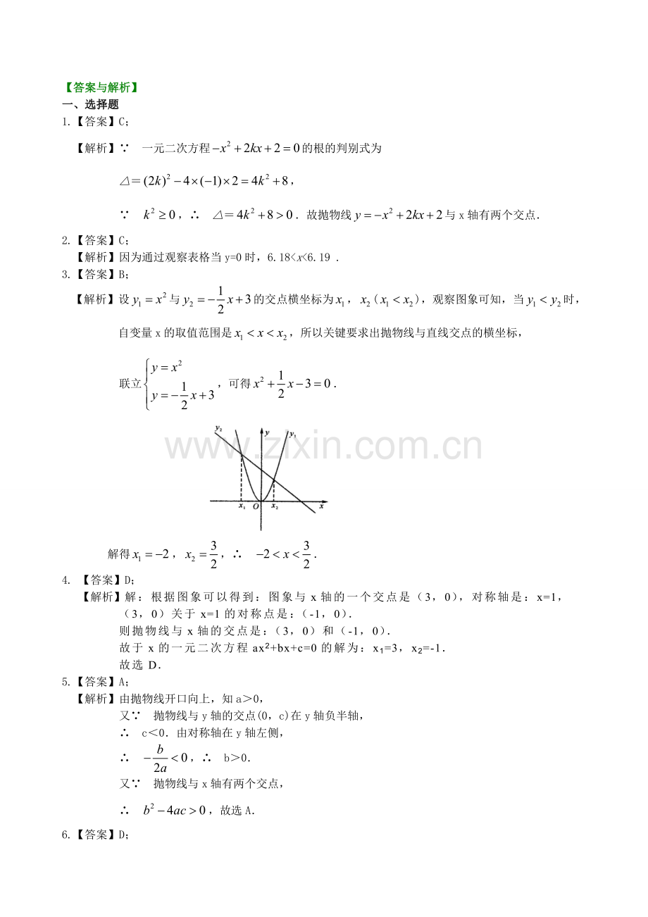 用函数观点看一元二次方程—巩固练习(基础).doc_第3页