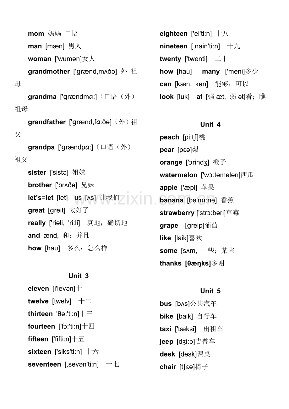 人教版小学英语·(三年级起点)单词表(带音标).doc_第3页