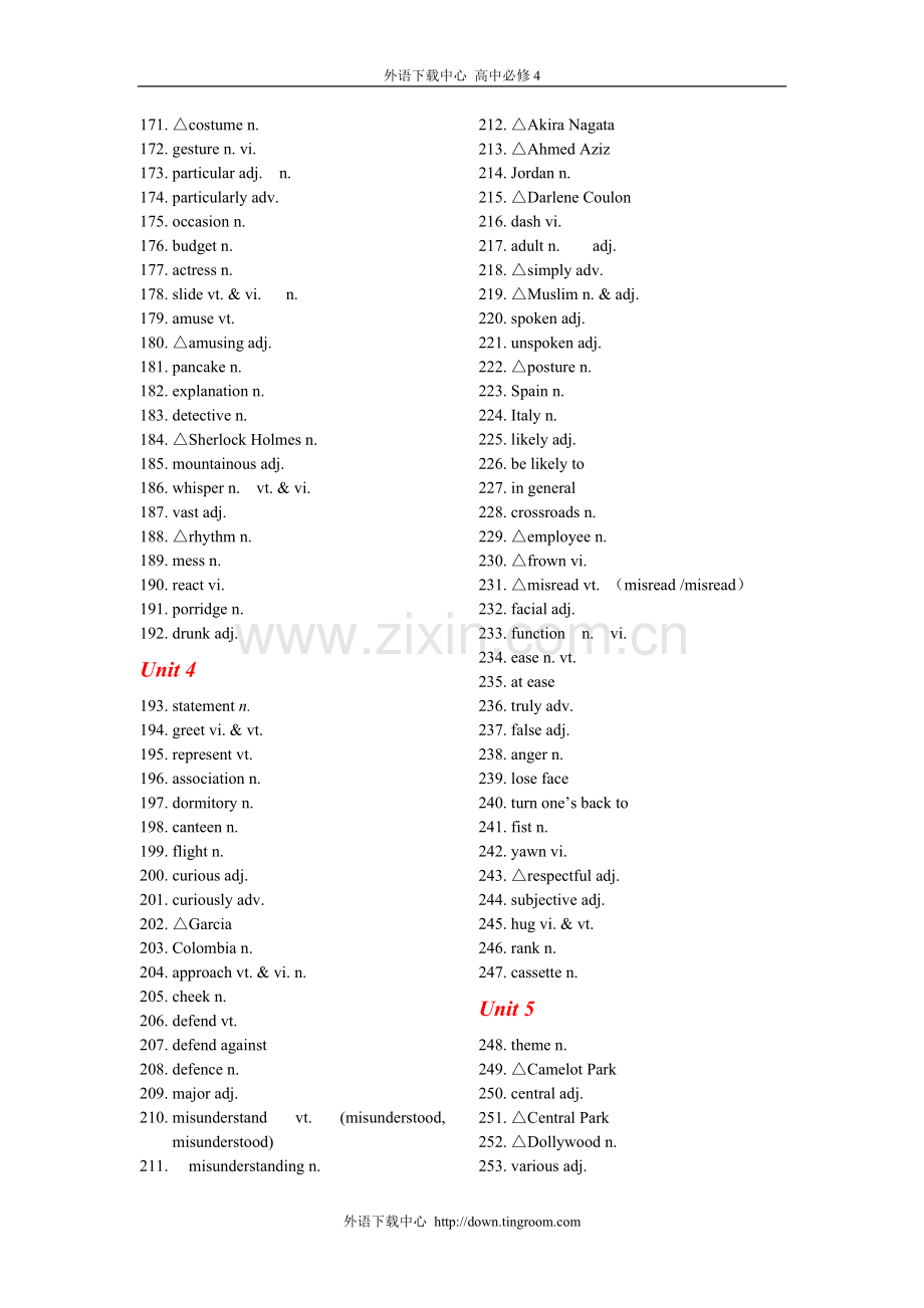 人教版高中英语必修4词汇表--英汉分开.doc_第3页