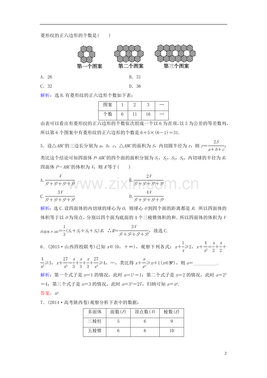 2016高三数学一轮复习第6章第5课时合情推理与演绎推理课时训练文新人教版.doc_第2页