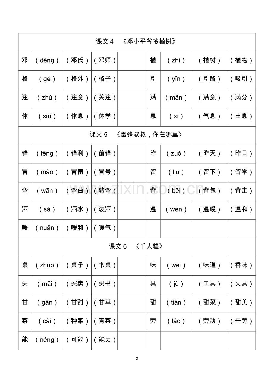 部编二年级下册写字表生字组词(一字2词.doc_第2页