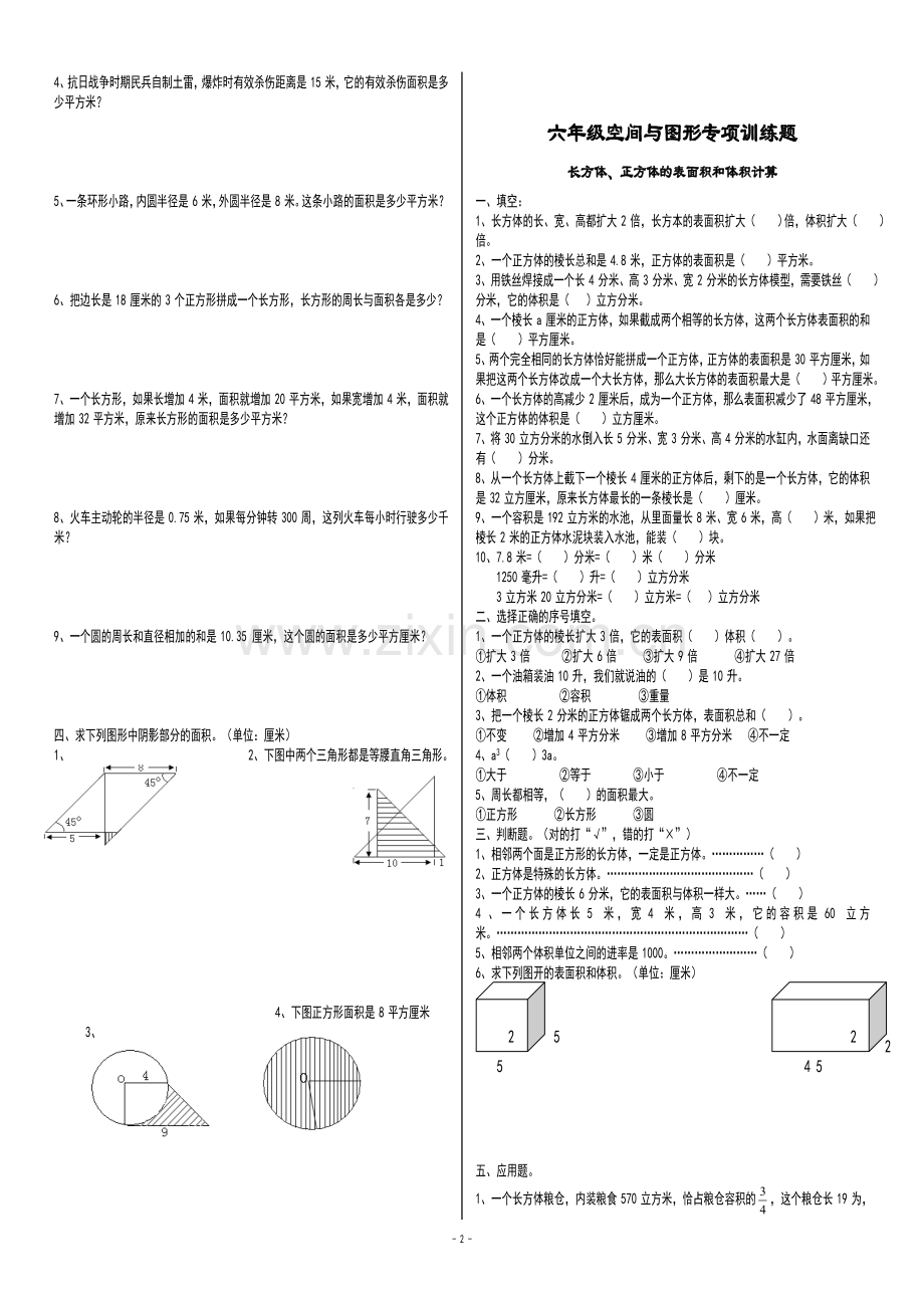 六年级空间与图形专项训练题.doc_第2页