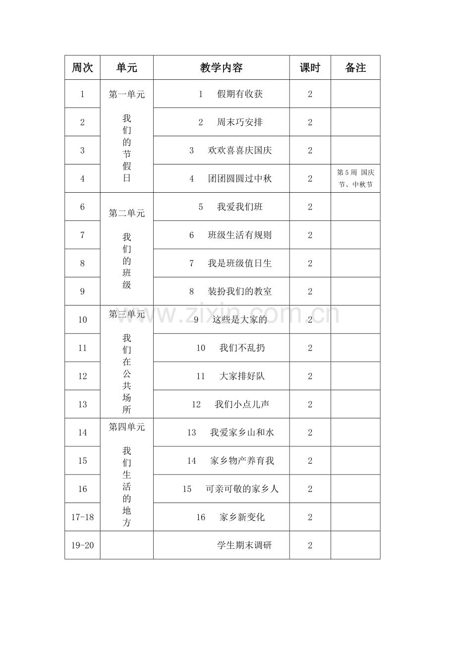 人教版二年级上册道德与法治教学计划(2).doc_第3页